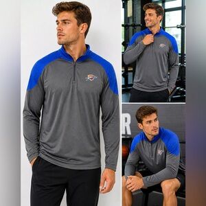OKC Thunder 1/4 Zip Pullover 3XL Gray Blue NBA TX3 Cool Athletic Shirt